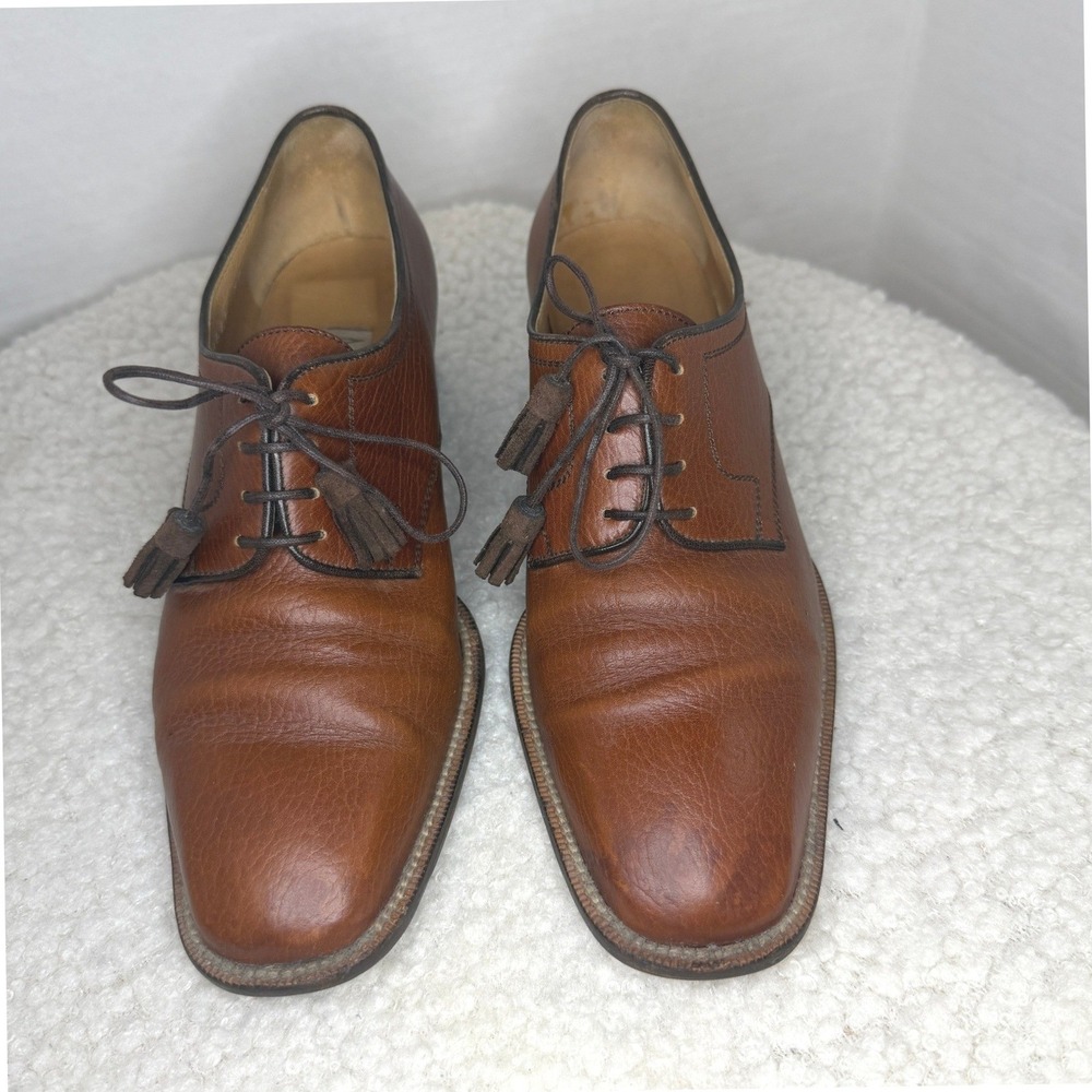 Vintage Italian Leather Womans Oxford Shoes Derby Tassel Academia Equestrian 6.5 - Picture 2 of 16